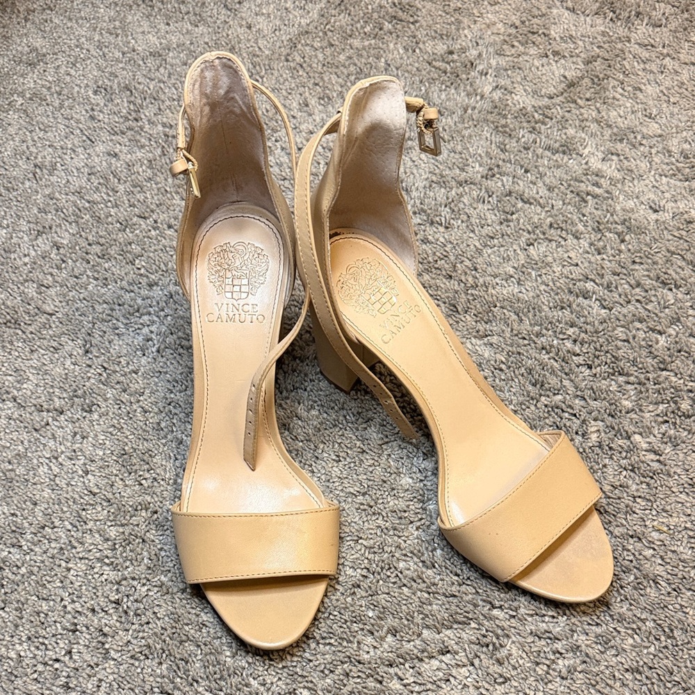 Vince Camuto Women's Tan Open-Toe Heels Size 9